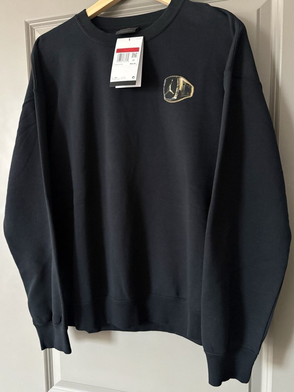 Jordan Brooklyn Fleece Crewneck Sweatshirt HJ0205-010 Women’s L Black Loose Fit